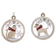 Christmas Cat & Dog Hanging Wooden Bauble Set