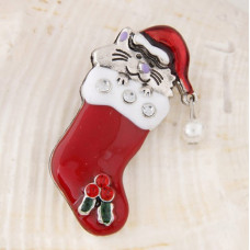 Christmas Stocking Kitty Brooch