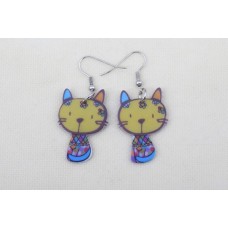 Contemplative Kitty Acrylic Earrings