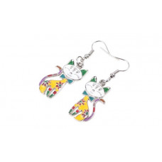 Colourful Enamel Cat Earrings